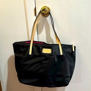 Black Nylon Kate Spade tote with leather handles